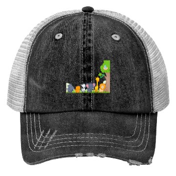 Discover Multi zoo animals lion giraf elephant Trucker Hats