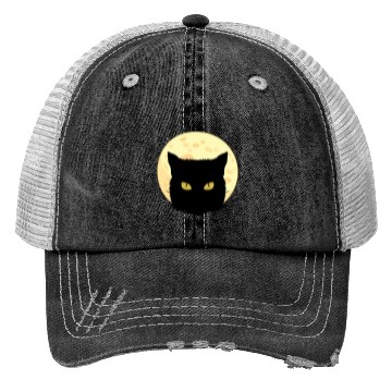 Discover Cat Full Moon Cat Owner Gift Trucker Hats