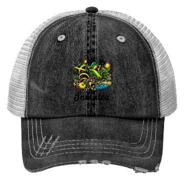Discover Jamaica Caribbean flag design Trucker Hats