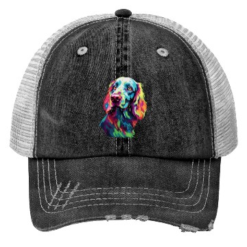 Discover Watercolor Colorful English Setter Trucker Hats
