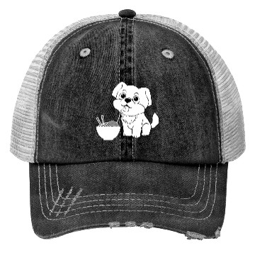 Discover Cute Dog Eating Ramen Trucker Hats