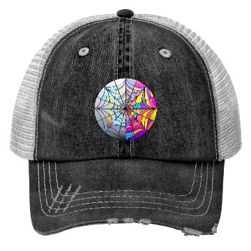 Discover colorful spider web stained glass Trucker Hats