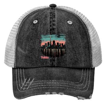 Discover Tokyo Skyline Trucker Hats