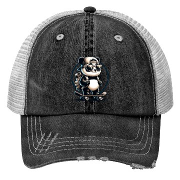 Discover Panda on Skateboard Trucker Hats