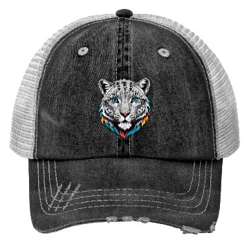 Discover Majestic Snow Leopard Portrait - Exotic Wildlife Trucker Hats