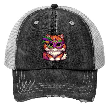 Discover Mardi Gras Persian Cat, Dressed-up Cat Trucker Hats