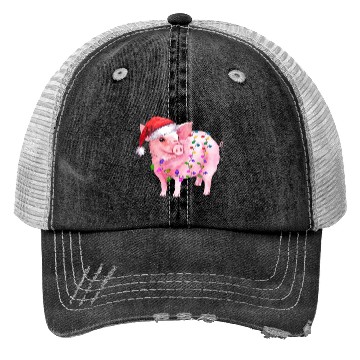 Discover Pig Christmas Light Trucker Hats
