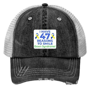Discover Down Syndrome Awareness 47 Reasons to Smile Trucker Hats
