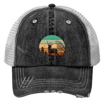 Discover Serene Deer Twilight Forest Silhouette Trucker Hats