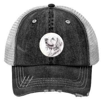 Discover Golden retriever portrait pencil sketch Trucker Hats