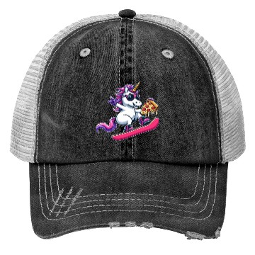 Discover Unicorn Snowboarder Pizza Cool Trucker Hats