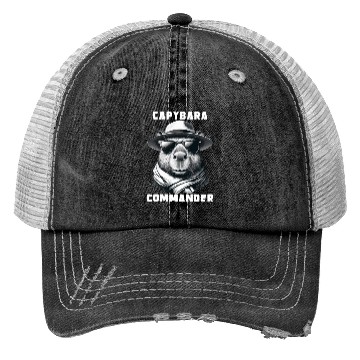 Discover Capybara With Sunglasses Capy Commander Trucker Hats