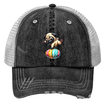 Discover Easter Pug Breakdancing, Egg Balancing Trucker Hats