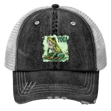 Discover Yoga Frog Relaxation Chilling Meditation Trucker Hats