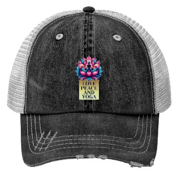 Discover Vibrant Lotus Illustration Trucker Hats