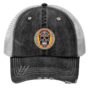 Discover Sugar skull rainbow Trucker Hats