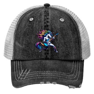 Discover Unicorn Rock and Roll Bass & Guitar Trucker Hats