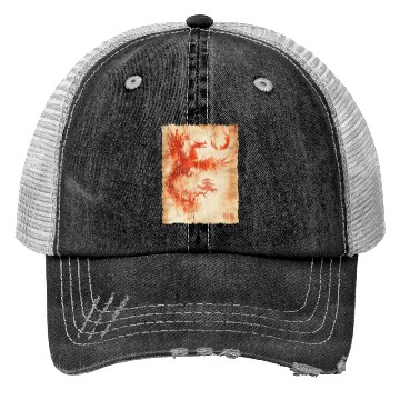 Discover Fantasy Papyrus Scroll Japanese Art Silhouette Trucker Hats