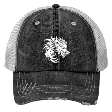 Discover Roaring Chinese Dragon In Tattoo Style Trucker Hats
