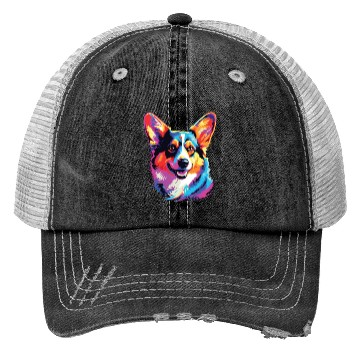 Discover Watercolor Colorful Pembroke Welsh Corgi Trucker Hats