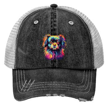 Discover Watercolor Colorful Tibetan Spaniel Trucker Hats
