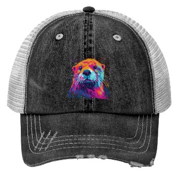Discover Watercolor Colorful Otter Colorful Animals Trucker Hats