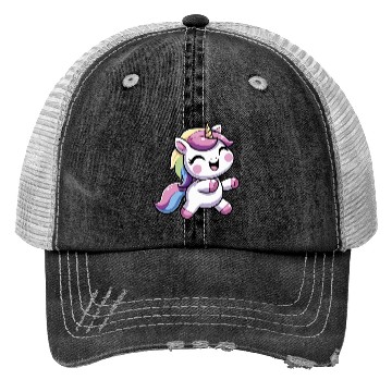 Discover Happy Unicorn dancing Trucker Hats