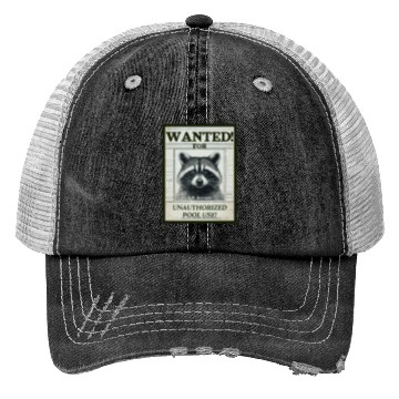 Discover Raccoon Wanted Poster for Unauthorized Pool Use Trucker Hats