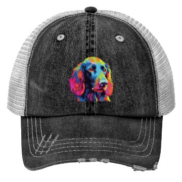 Discover Watercolor Colorful Irish Water Water Spaniel Trucker Hats