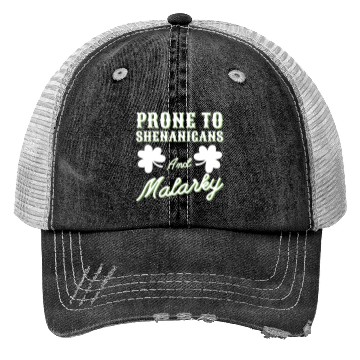 Discover prone to shenanigans and malarkey St. Patricks day Trucker Hats
