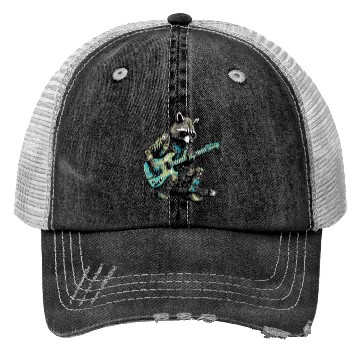 Discover Raccoon with a Guitar Trucker Hats