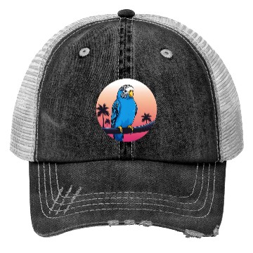 Discover Synthwave Blue Budgie 2 Trucker Hats