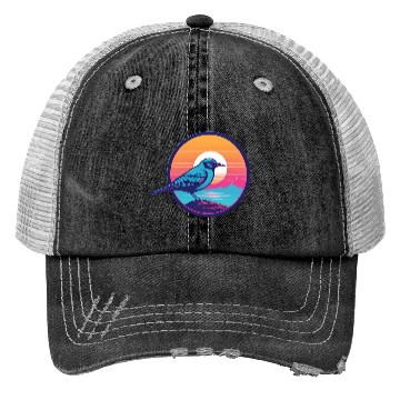 Discover Synthwave Blue Bird Trucker Hats