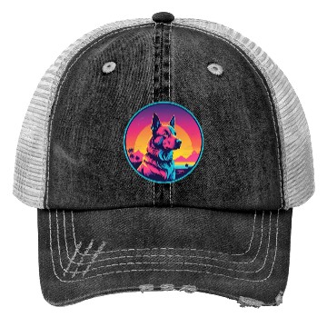Discover Synthwave German Shepherd 1 Trucker Hats