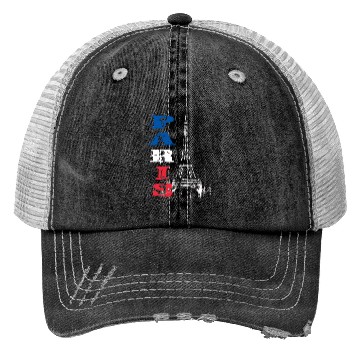 Discover Eiffel Tower Grunge Silhouette Trucker Hats