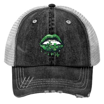 Discover St Patrick Irish Green Lips Trucker Hats