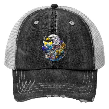 Discover Wilderness Watercolor Forest Moon Eagle Trucker Hats