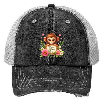 Discover Cute Monkey Happy Mother s Day Trucker Hats