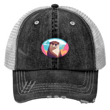 Discover Synthwave Otter 2 Trucker Hats