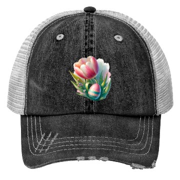 Discover Spring Colorful Tulip With Easter Egg Trucker Hats