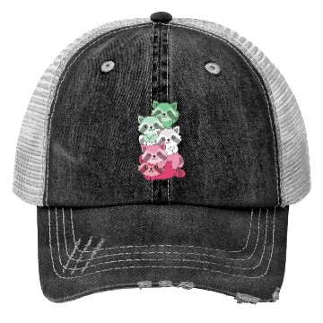 Discover Abrosexual Flag Pride Lgbtq Cute Raccoon Trucker Hats