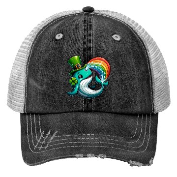 Discover St. Patrick's Day Whale Cartoon Trucker Hats