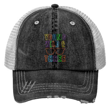 Discover Young Wild & Three Kids 3rd Birthday Boy Trucker Hats