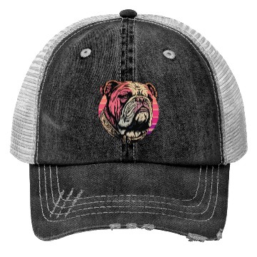Discover Bulldog With Character Retro Graphic Trucker Hats
