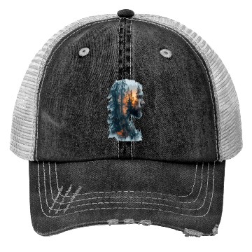 Discover Nature Silhouette Forest Man Fire Trucker Hats