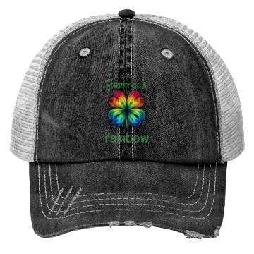 Discover LUCKY Shamrock Rainbow Trucker Hats