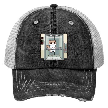 Discover Cat Using Elevator Trucker Hats