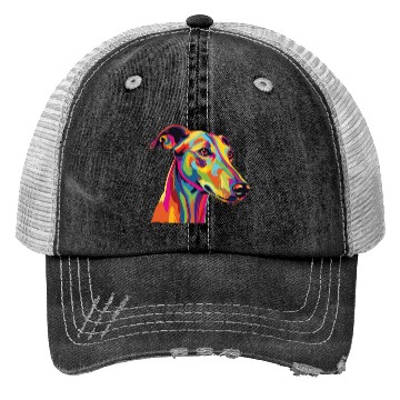Discover Watercolor Colorful Greyhound Trucker Hats