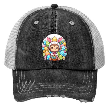 Discover Easter Monkey in Bunny Costume Trucker Hats