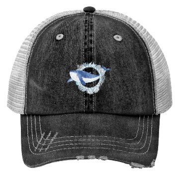 Discover blue whale fish in coral reef in watercolor style Trucker Hats